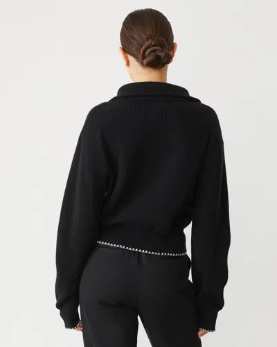 Monrow Wool Cashmere Half Zip Sweater In Black