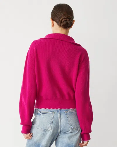 Monrow Wool Cashmere Half Zip Sweater In Fuchsia