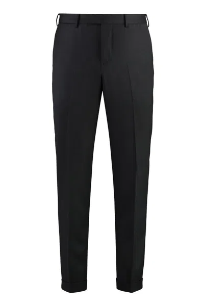Pt01 Cotton-blend Tailored Trousers In Black