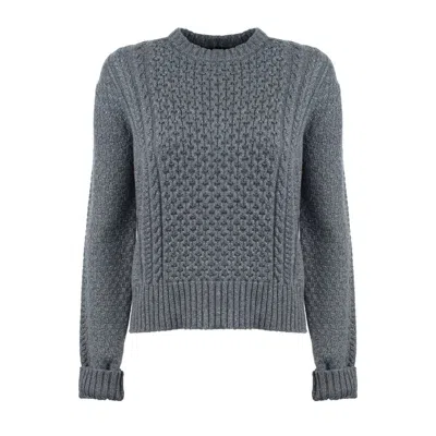 Fabiana Filippi Gray Fisherman Sweater In Platinum With Lurex In Gray
