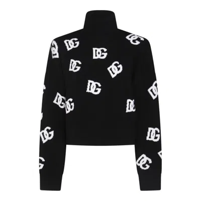 Dolce & Gabbana Intarsia-knit Logo Virgin Wool Jumper In Black