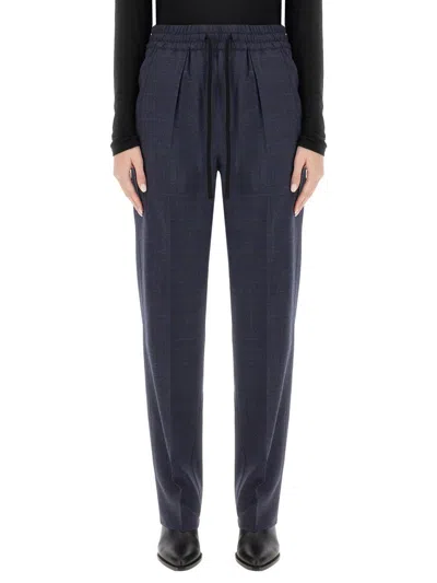 Isabel Marant Étoile Priska Pleated Prince Of Wales Checked Wool-blend Pants In Blue