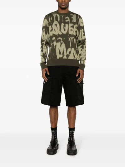 Alexander Mcqueen Organic Cotton Bermuda Shorts With Nylon Inserts