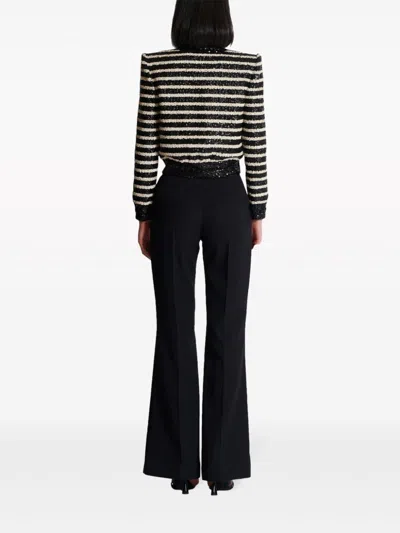 Shop Balmain Short Black/white Striped Jacket With Sequins