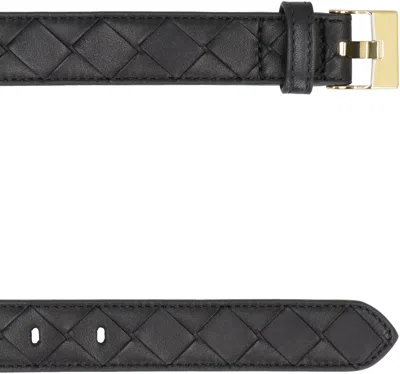 Bottega Veneta Black Belt With All-over Intreccio Motif In Leather Woman