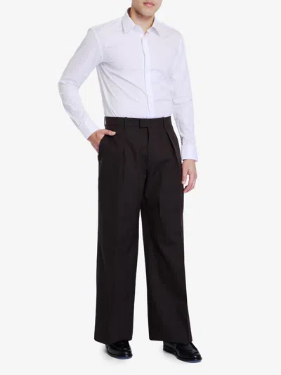 Burberry Pleated Trouser Crafted With Brown Wool Fabric