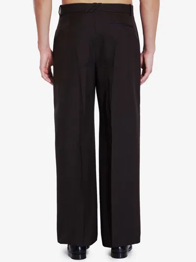 Burberry Pleated Trouser Crafted With Brown Wool Fabric