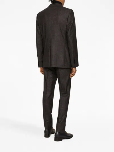 Dolce & Gabbana Tailored Woolen Trousers Check Pattern In Brown