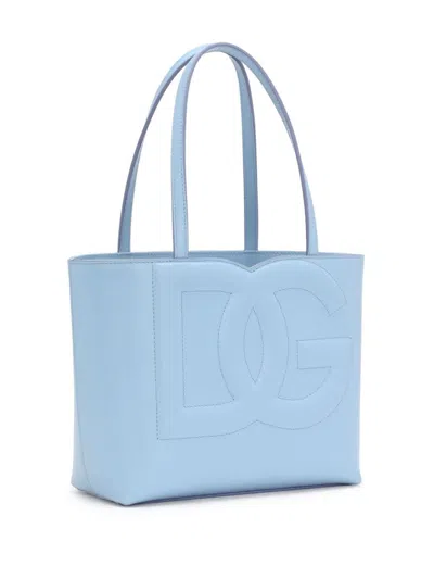Dolce & Gabbana Small Leather Logo Tote Bag In Black
