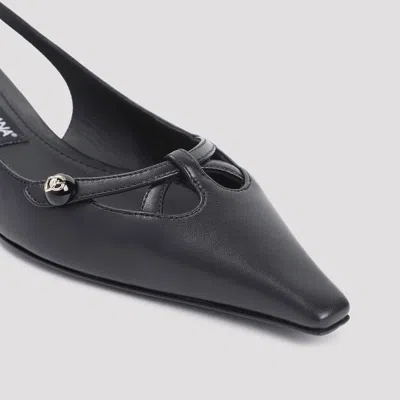 Dolce & Gabbana Mun 30 Croc-embossed Leather Slingback Pumps In Black