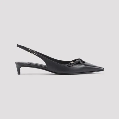 Dolce & Gabbana Mun 30 Croc-embossed Leather Slingback Pumps In Black