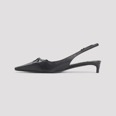 Dolce & Gabbana Mun 30 Croc-embossed Leather Slingback Pumps In Black