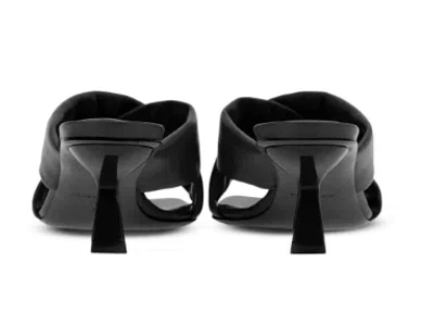 Ferragamo Black Lambskin Crossover Slip-on Heels