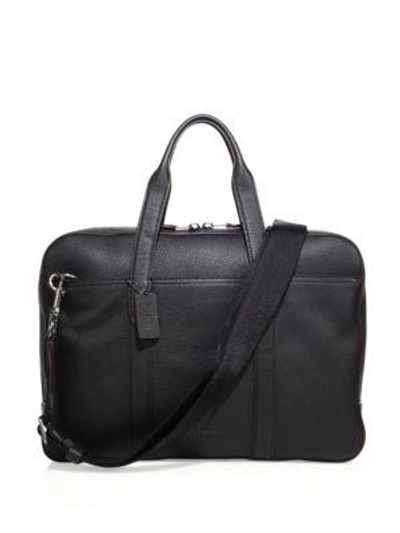 Shop Coach Pebbled Leather Briefcase In Black