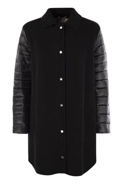 Herno Luxury Wool-blend Jacket With Quilted Down Sleeves
