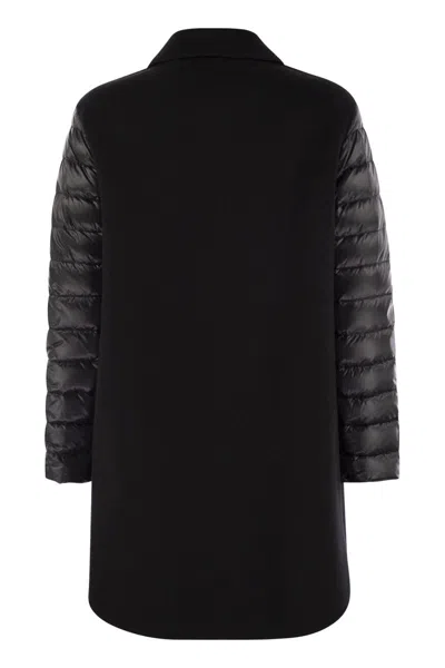 Herno Luxury Wool-blend Jacket With Quilted Down Sleeves