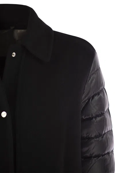 Herno Luxury Wool-blend Jacket With Quilted Down Sleeves