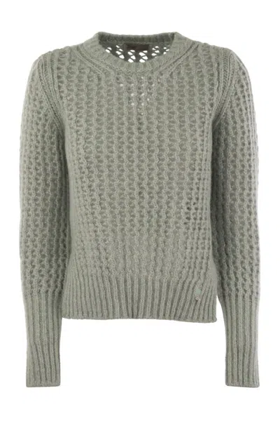 Herno Elegant Alpaca-wool Blend Sweater With Graphic Openwork