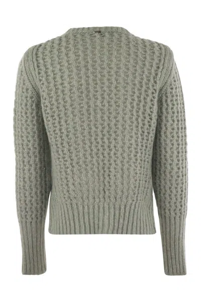 Herno Elegant Alpaca-wool Blend Sweater With Graphic Openwork