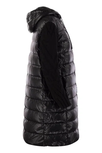 Herno Women Long Down Jacket With Wool Sleeves