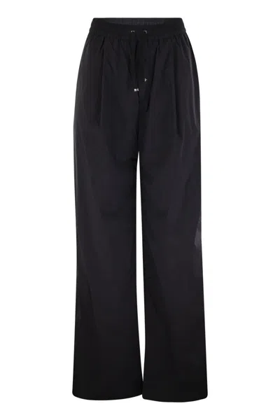 Herno Blue Pants With Elastic Drawstring Waist In Tech Fabric Woman