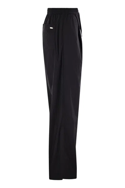 Herno Blue Pants With Elastic Drawstring Waist In Tech Fabric Woman