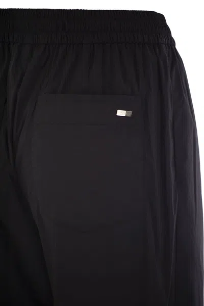 Herno Blue Pants With Elastic Drawstring Waist In Tech Fabric Woman