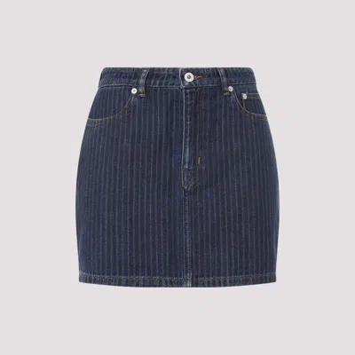 Kenzo Blue Dark Stripped Jacquard Cotton Mini Skirt