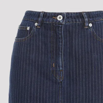 Kenzo Blue Dark Stripped Jacquard Cotton Mini Skirt