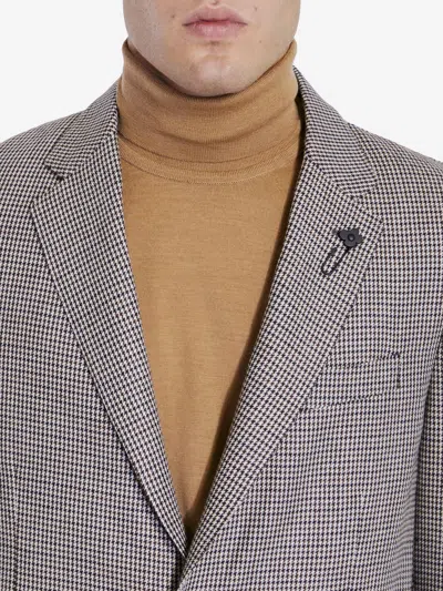 Lardini Houndstooth Jacket In Gray