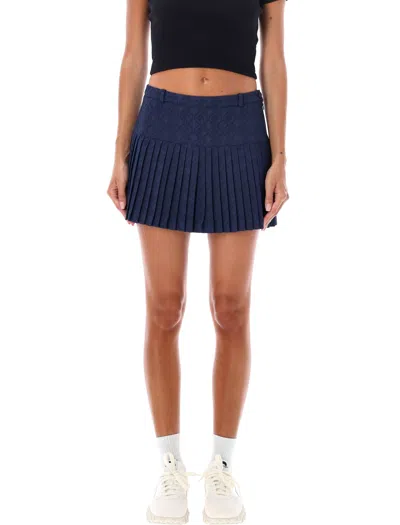 Marine Serre Pleated Mini Skirt Textured Fabric