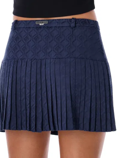 Marine Serre Pleated Mini Skirt Textured Fabric