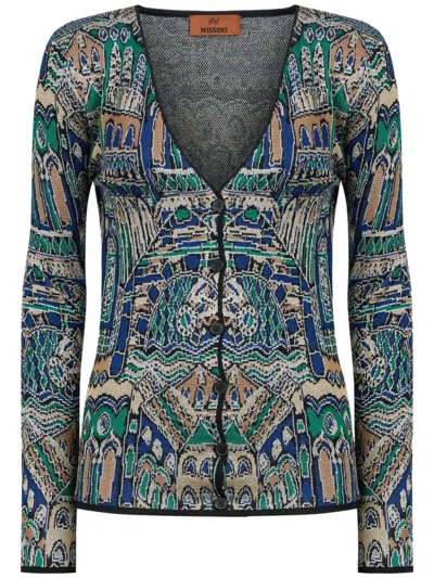 Missoni Abstract Fantasy Buttoned Cardigan With Contrasting Edge