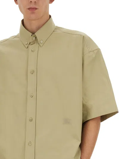 Burberry Logo-embroidered Poplin Shirt In Green