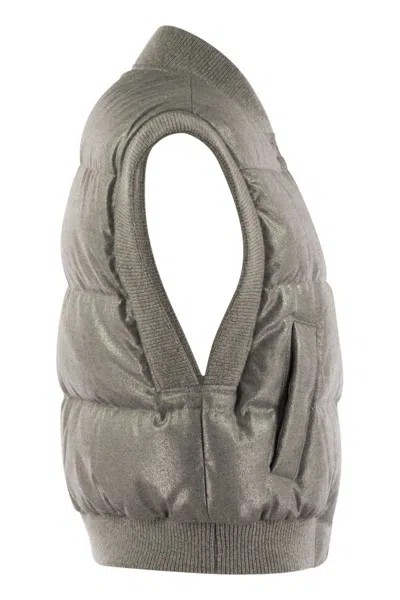 Peserico Down Cropped Vest In Gray