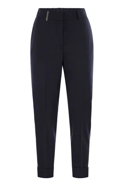 Peserico Women Virgin Wool Blend Trousers With Jewellery