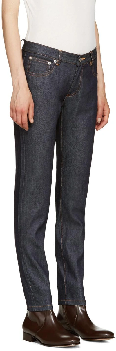 Shop Apc Indigo Cropped Skinny Jeans