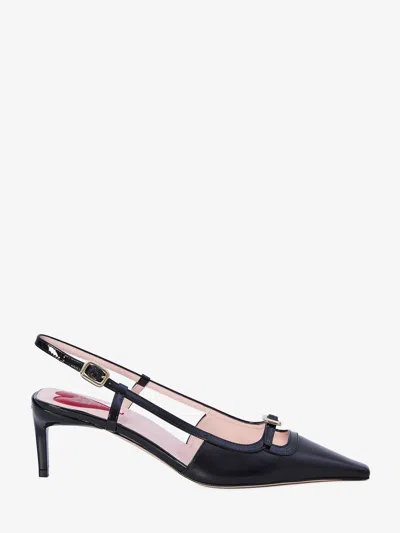 Roger Vivier 55mm Mini Buckle Leather Slingbacks In Black