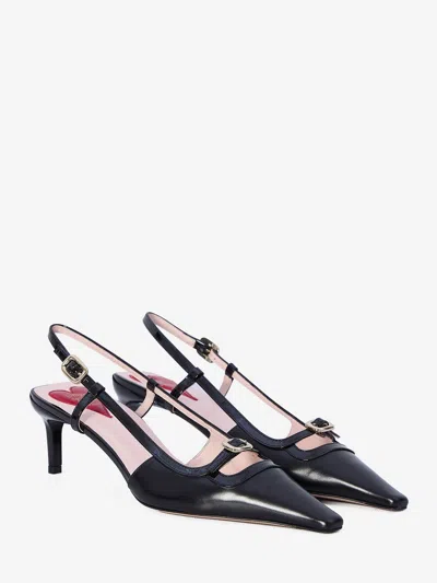 Roger Vivier 55mm Mini Buckle Leather Slingbacks In Black