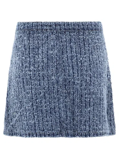 Self-portrait Light Blue Mini Skirt With Patch Pockets