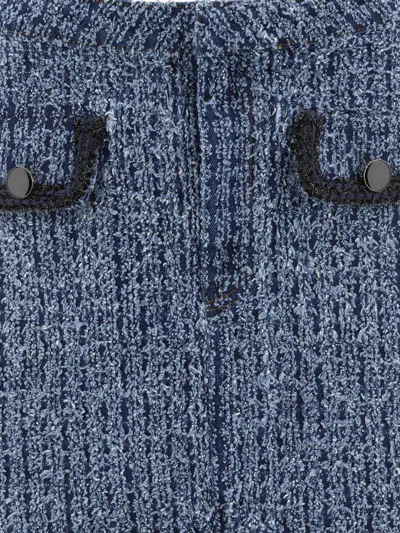 Self-portrait Light Blue Mini Skirt With Patch Pockets