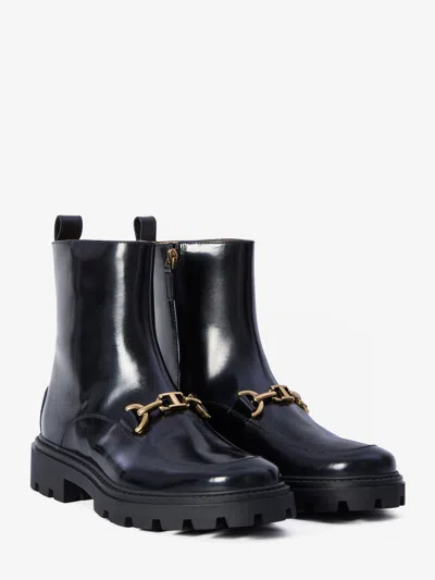 Tod's Gomma Pesante Embellished Glossed-leather Ankle Boots