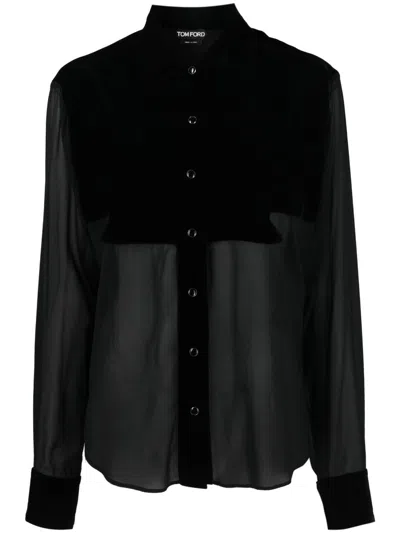 Tom Ford Shirt Silk Georgette Curved Hem