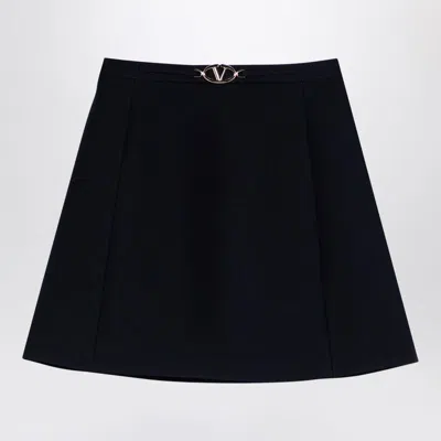 Valentino Elegant Navy Mini Skirt With Vlogo Waistband