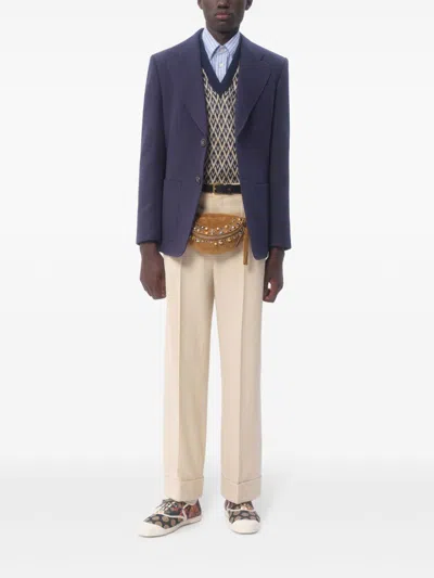 Valentino Geometric Zigzag Knitwear With V-neck Design