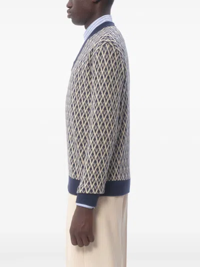 Valentino Geometric Zigzag Knitwear With V-neck Design