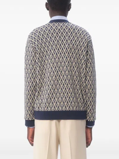 Valentino Geometric Zigzag Knitwear With V-neck Design