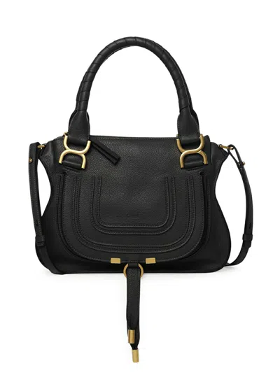 Chloé Marcie Medium Leather Handbag With Removable Shoulder Strap In Black