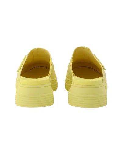 Ganni Yellow Recycled Rubber Retro Mules In Yellow