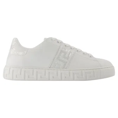 Versace 'greca Crystal Sneakers In White